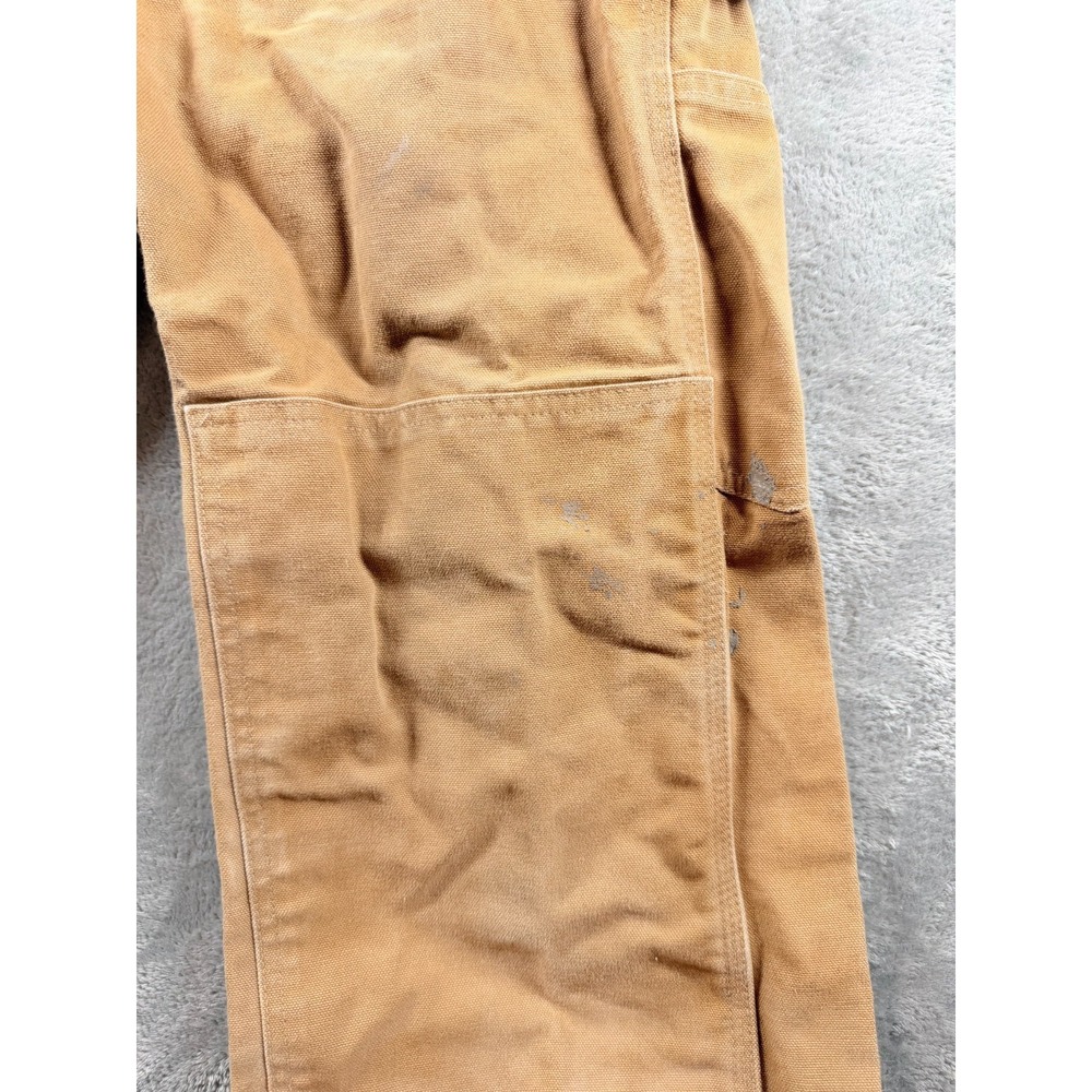 Carhartt R01 Bib Overalls Mens 32x30 Brown Duck Double Knee Workwear - Picture 4 of 12